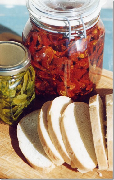 Sun-dried tomatoes, basil and Focaccia