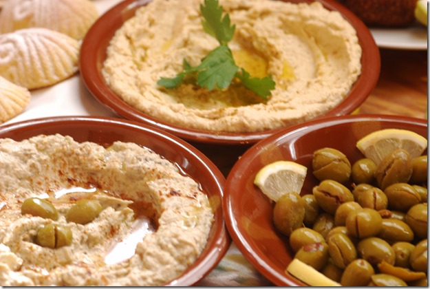 Elena's Homous, Baba Ghanoush & Crushed olives