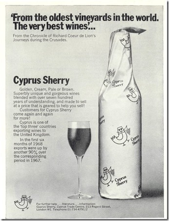 Sherry, Cyprus Ad WINE Nov-Dec 1968